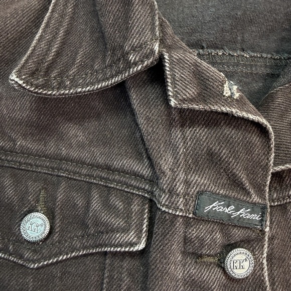 Karl Kani Denim Jacket Vintage 90s Hip Hop Signature Brown 2Pac Grail Rare sz M - Picture 9 of 12